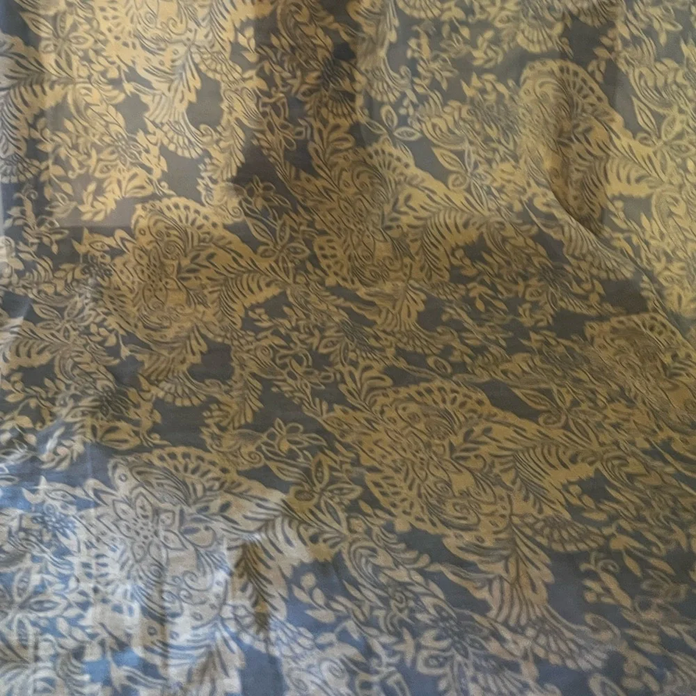 Light weight blue and white scarf. Polyester. With Pom poms at either end - Picture 5 of 9